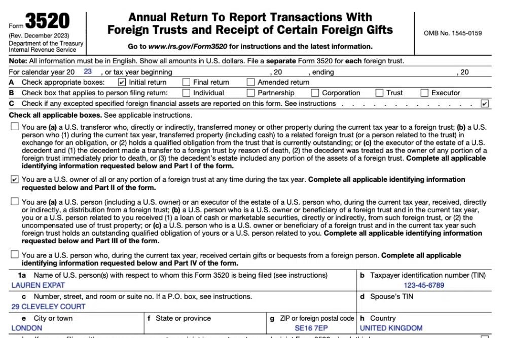 Form 3520: Reporting Gifts and Inheritances from Foreign Countries